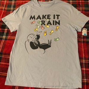 Monopoly t-shirt, light blue, size Medium.